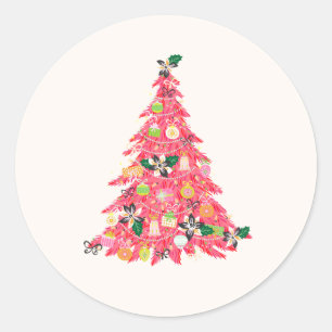 trendigets moderna färg festive julgran runt klistermärke