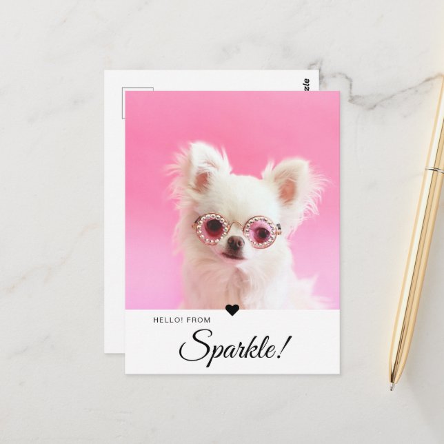 Trendigets moderna fotoskript Namn QR-kod Vykort (Fram/Back In Situ)