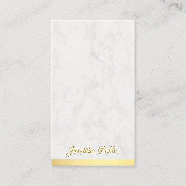 Trendigets moderna Guld Marble Handskriftlig Namn Visitkort (Framsida)