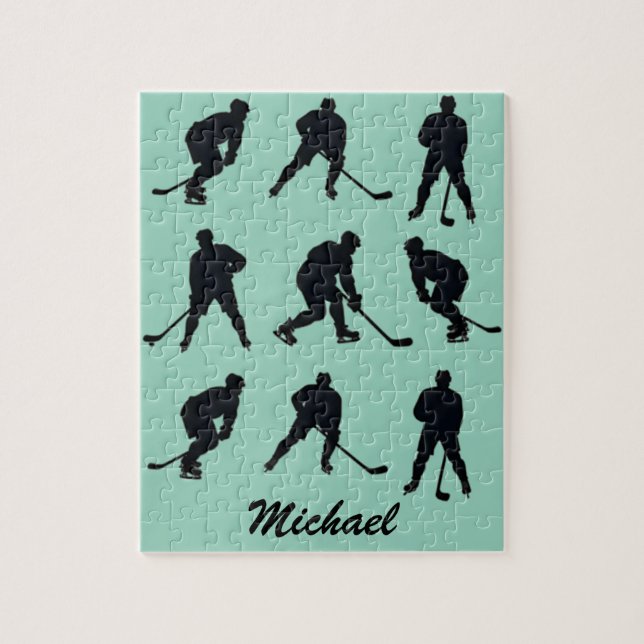 Trendigets moderna ishockeyspelare Personlig Namn Pussel (Vertikal)