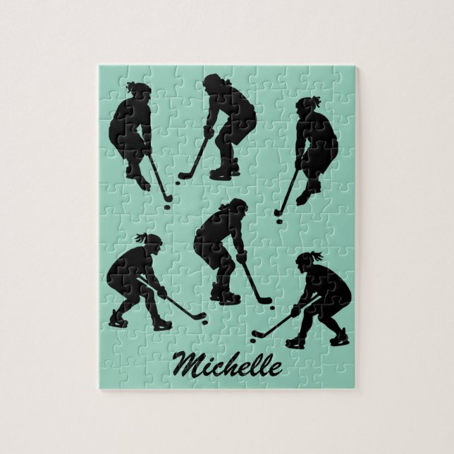 Trendigets moderna ishockeyspelare Personlig Namn Pussel (Vertikal)