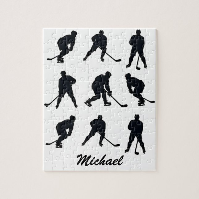 Trendigets moderna ishockeyspelare Personlig Namn Pussel (Vertikal)