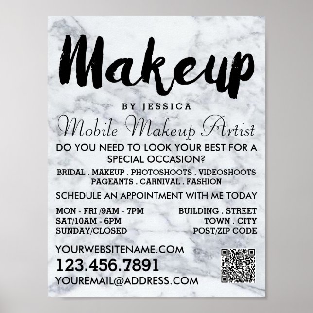 Trendigets moderna marble Makeup Artist Reklam Poster (Framsidan)
