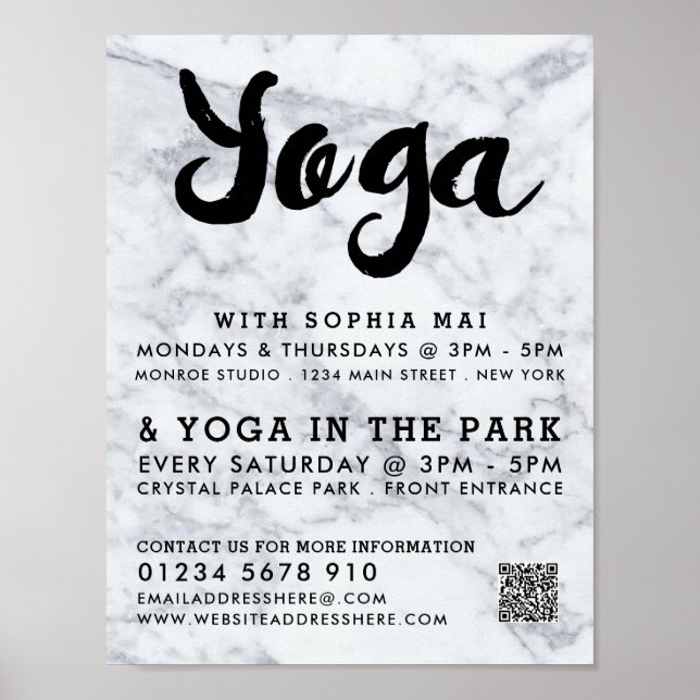 Trendigets moderna marble Yoga-reklam Poster (Framsidan)