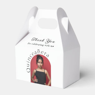 Trendigets moderna, minimalistiska, bågfoto-quince presentaskar