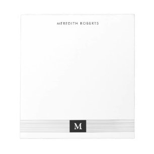 Trendigets moderna minimalistiska svartvita monogr anteckningsblock