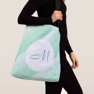 Trendigets moderna monogram Mint-Grönt strimlad Axelväska