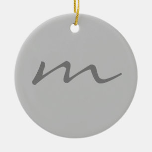 Trendigets moderna monogram-professionell grått julgransprydnad keramik