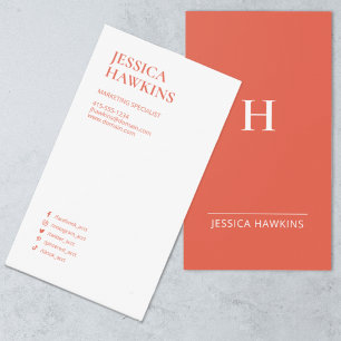 Trendigets moderna monogram Social Media Burnt-Ora Visitkort