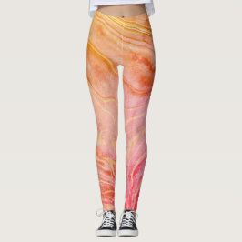 Trendigets moderna orange för chic marmor leggings
