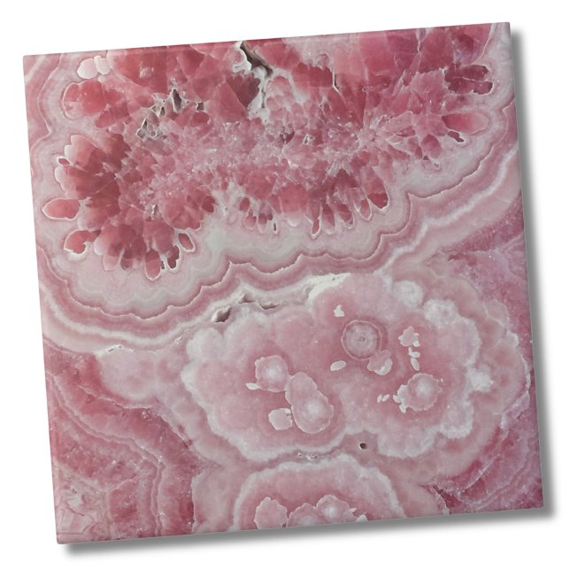 Trendigets moderna Rosa Agate Kakelplatta (Pink Agate Crystal Geode Rhodochrosite Stone Tile)