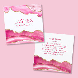 Trendigets moderna Rosa Agate Lash Extensions Beau Fyrkantigt Visitkort