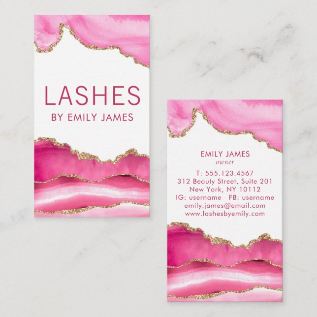 Trendigets moderna Rosa Agate Lash Extensions Beau Visitkort (Fram/baksida)