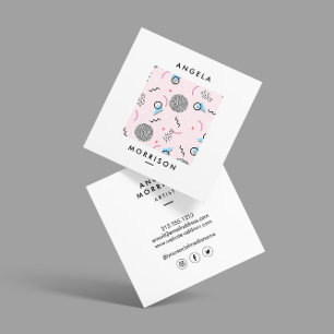 Trendigets moderna Rosa för konstnärsdesigner Fyrkantigt Visitkort