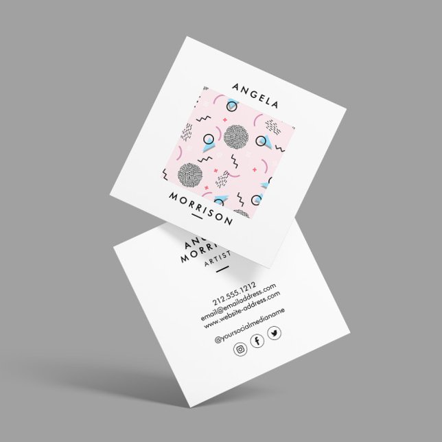Trendigets moderna Rosa för konstnärsdesigner Fyrkantigt Visitkort (Skapare uppladdad)