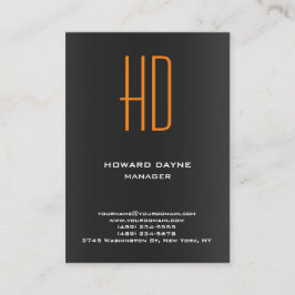 Trendigets moderna svarta grått-orange monogram visitkort