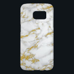 Trendigets moderna Vita och Guld Marble-utskrift Galaxy S5 Skal<br><div class="desc">Bild av ren vit och grått marmor sten med guld glitter-accenter. Enkel modern design.</div>