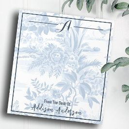 Trendigets Personlig, Monogram Blue Blommigt Toile Anteckningsblock