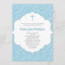 Trendigets pojkvän Baptism, blå damm Inbjudningar