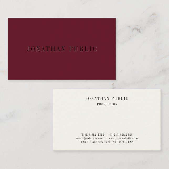 Trendigets Professionell Elegant Modern minimidesi Visitkort (Fram/baksida)