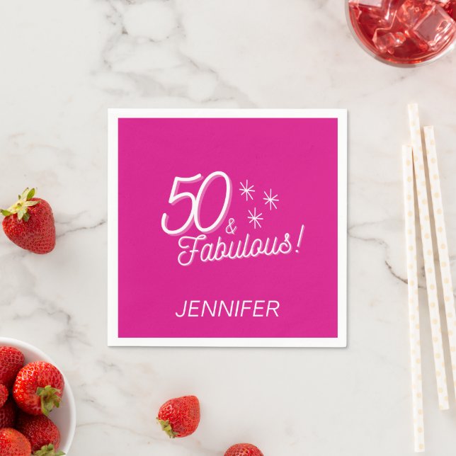 Trendigets Rosa 50 och födelsedag Pappersservett (Insitu)