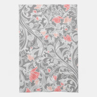 Trendigets Rosa och Grått Swirly-Blommigt