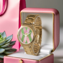 Trendigets Rosa och Grönt Guld Argyle Monogram