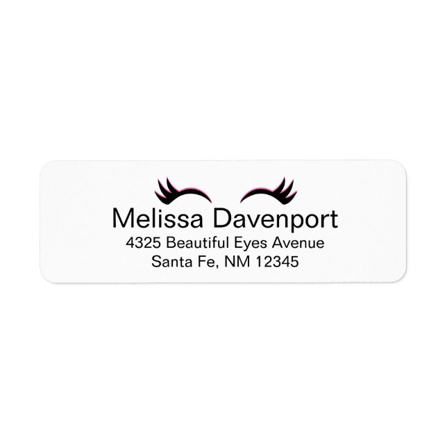 Trendigets Rosa och svarta ögonfransar Returadress Etikett (Framsidan)