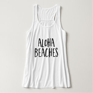 Trendigets skripttypografi "Aloha Beacher" Linne Med Racerback