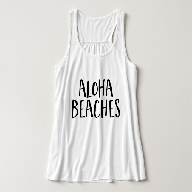 Trendigets skripttypografi "Aloha Beacher" Linne Med Racerback (Design framsida)