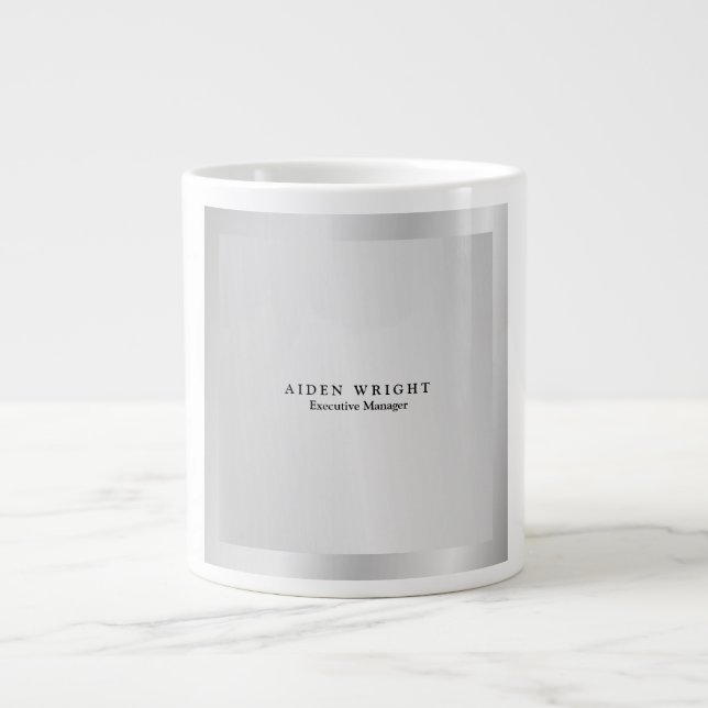 Trendigets Snyggt Modern minimalistisk Silver Gråt Jumbo Mugg (Framsidan)
