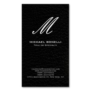 Trendigets snyggt svartvit calligraphy monogram magnetiska visitkort