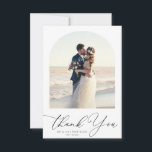 trendigets svarta skript - bröllop-fototack tack kort<br><div class="desc">Modern skrift av svart skript och ett vackert bågfoto av nylingarna,  bilder och text kan vara personlig.</div>