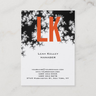 Trendigets unika blommönster orange, vit monogram visitkort