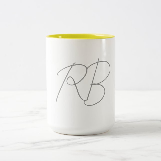 Trendigets unika Kreativ, monogram, första Brev Två-Tonad Mugg (Center)