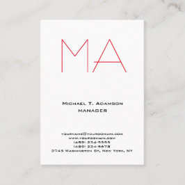 Trendigets unika röda vita professionell monogram visitkort