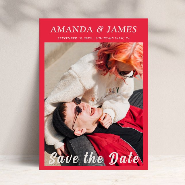 Trendigets unika Shock rosa Ett foto spara datum Inbjudningar (Skapare uppladdad)