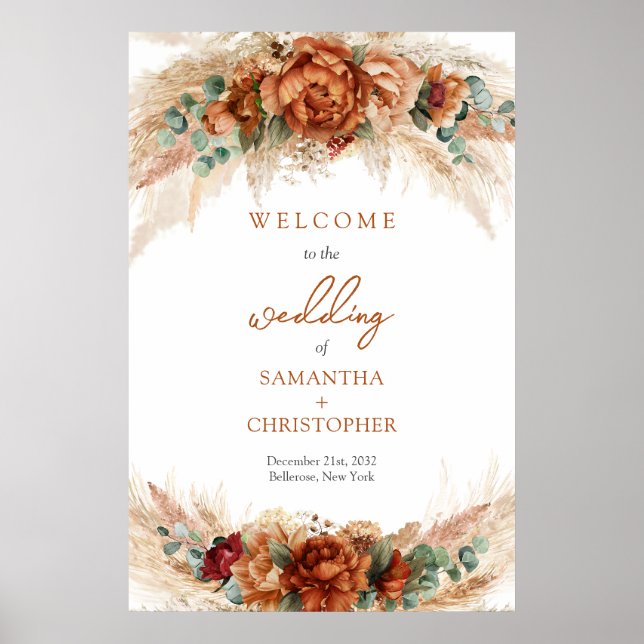 Trendigets vattenfärg terracotta sage pampas Välko Poster (Framsidan)