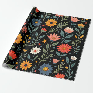 Trendigets Vintage - vacker Blommigt Presentpapper