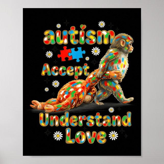 Trendigt babyapa autism medvetenhet acceptera poster (Framsidan)