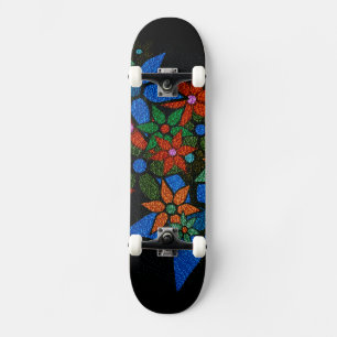Trendigt blommönster #6 mini skateboard bräda 18,7 cm