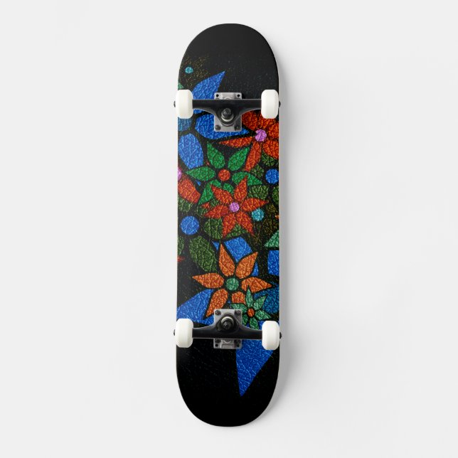Trendigt blommönster #6 mini skateboard bräda 18,7 cm (Framsida)