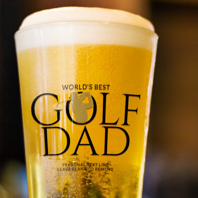 Trendigt cool "VÄRLDENS BÄSTA GOLFPAPPA" Guld Pint Glaskopp (Skapare uppladdad)