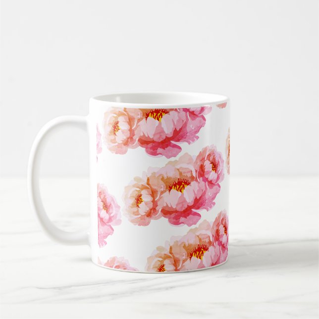Trendigt designad kopp med rosblommor (Vänster)