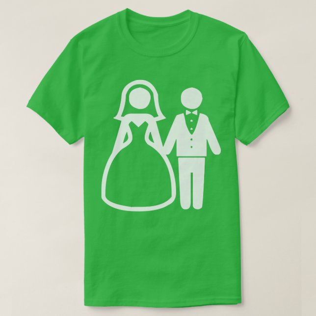 Trendigt estetiskt bröllopspar brud brudgumme  t shirt (Design framsida)