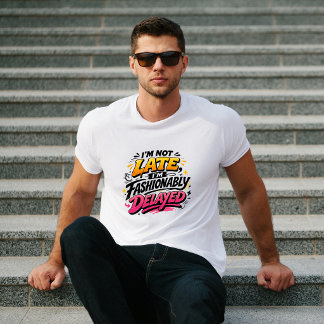 Trendigt Försenad Rolig Typografi T-Shirt
