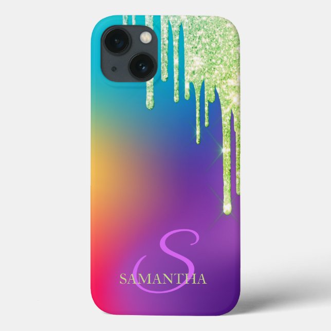 Trendigt Glitter Drips Ombre Holografisk (Baksida)