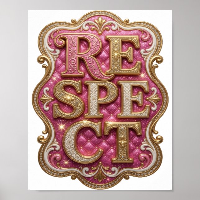 Trendigt guld RESPECT Djärv design Poster (Framsidan)