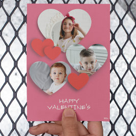 Trendigt hjärta fotokollage Rosa gratulationskort Hälsningskort