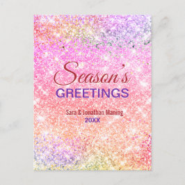 Trendigt iriserande ombre-glitter jul nyår vykort